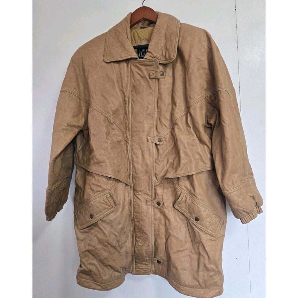 Climate Zone‎ Leather Jacket Womens 14/16 Brown Quilted Zipper Old Money Classy